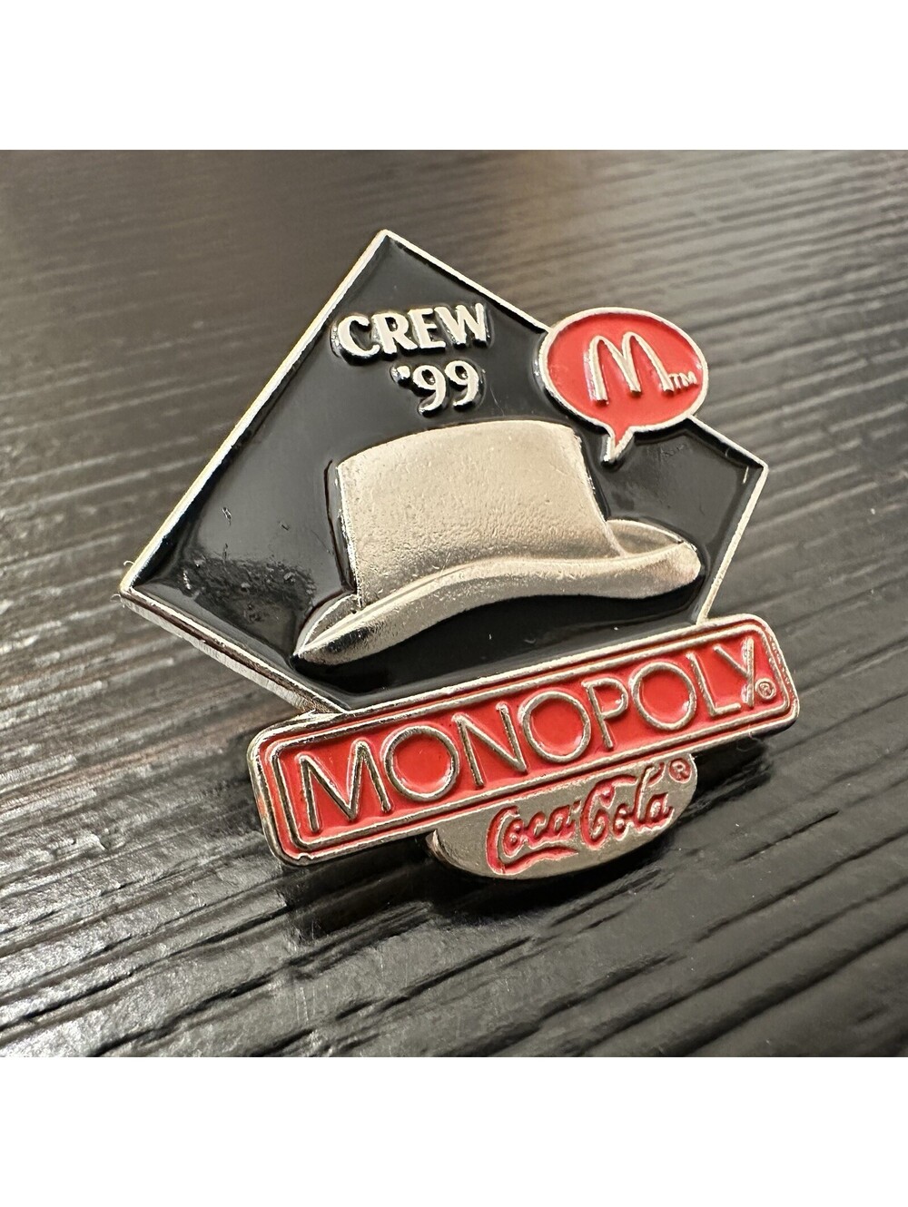 1999 McDonald’s Crew Monopoly Coca-Cola Pin Vintage Employee Hat Badge EUC